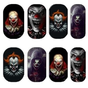 Scary Evil Clowns Nail Decals Water Slide Full Cover Wraps DIY Nail Art 1 Sheet